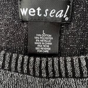 Wet Seal open shoulder women's size L silver black shimmer sweater